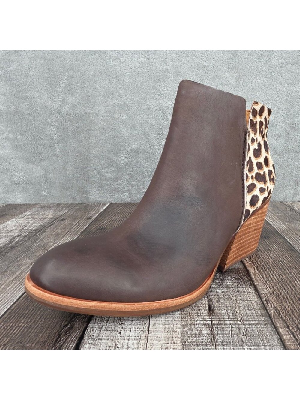 Kork Ease Chandra Ankle Boots 11 Dark Brown Giraffe Print Leather Mob Wife New